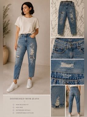 Refuge Women’s Denim High Rise Ripped Jeans Size 7